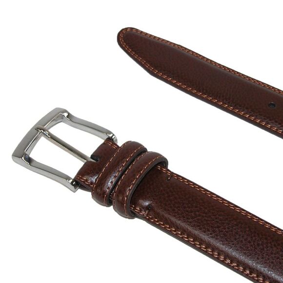 Aquarius Men's Big & Tall Pebble Grain with Feather Edge Dress Belt - Picture 2 of 2